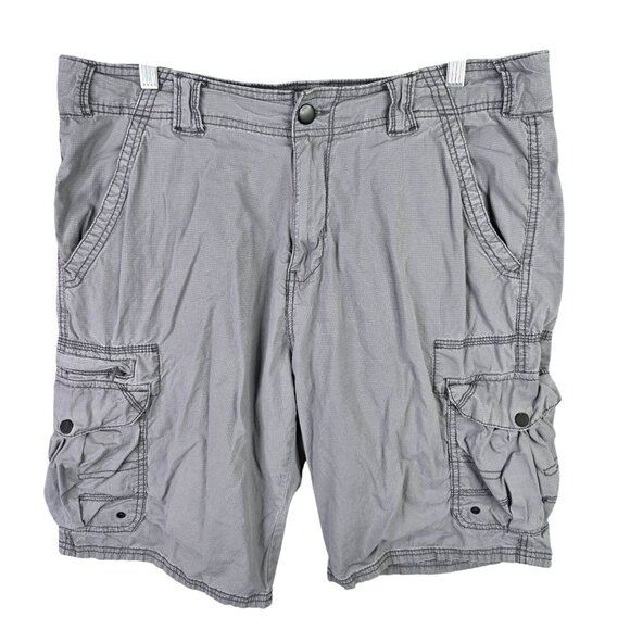 Mens Iron Co Gray Cargo Shorts Cotton Blend Stretch 11" Inseam Size 34 - Picture 1 of 11